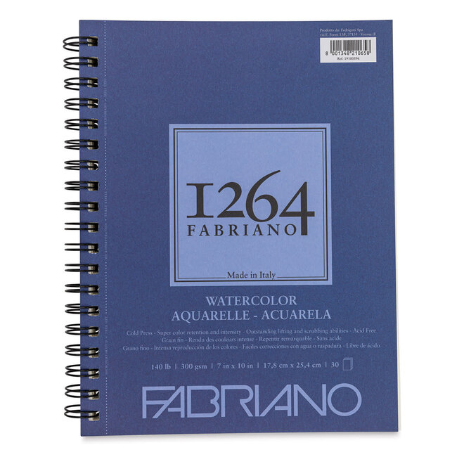 Fabriano 1264 Watercolours Wirebound Pad 140Lb Cold Press 7X10 30 Sheet