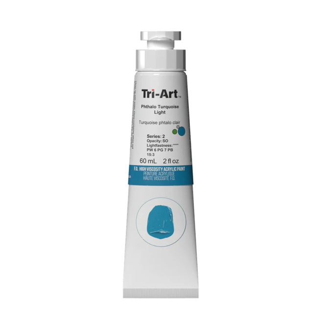 Tri-Art High Viscosity Acrylic: Series 2 - Phthalo Turquoise Light 60mL Tube