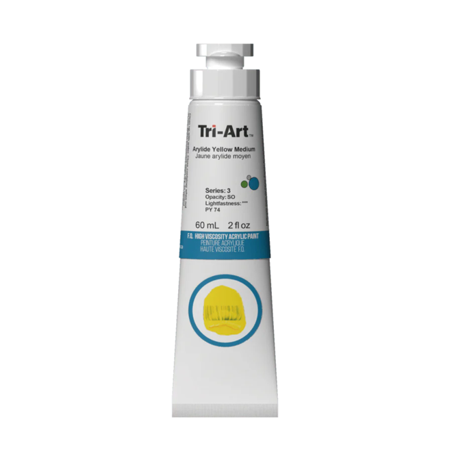 Tri-Art High Viscosity Acrylic: Series 3 - Arylide Yellow Medium 60mL Tube