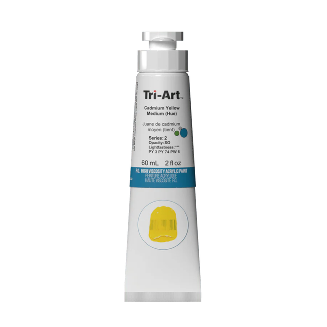 Tri-Art High Viscosity Acrylic: Series 3 - Cadmium Yellow Medium Hue 60mL Tube