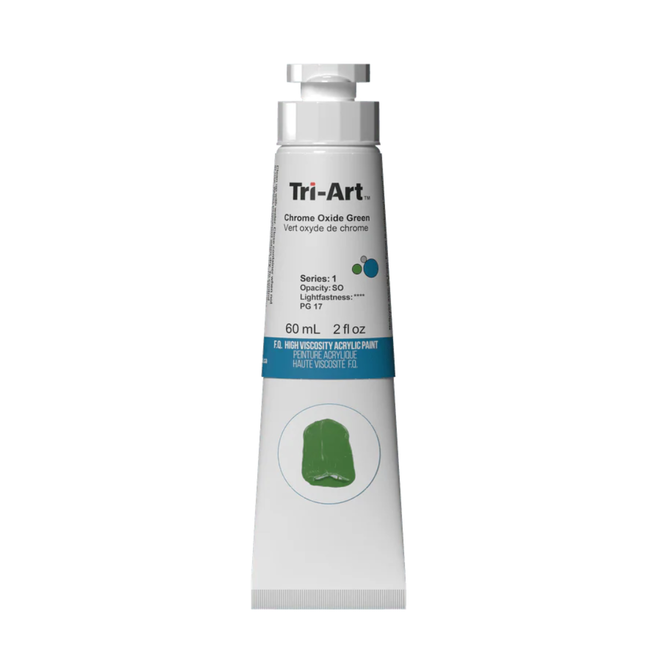 Tri-Art High Viscosity Acrylic: Series 4 - Chrome Oxide Green 60mL Tube