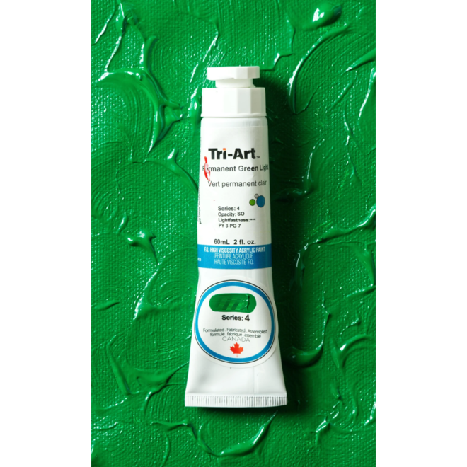 Tri-Art High Viscosity Acrylic: Series 4 - Permanent Green Light 60mL Tube