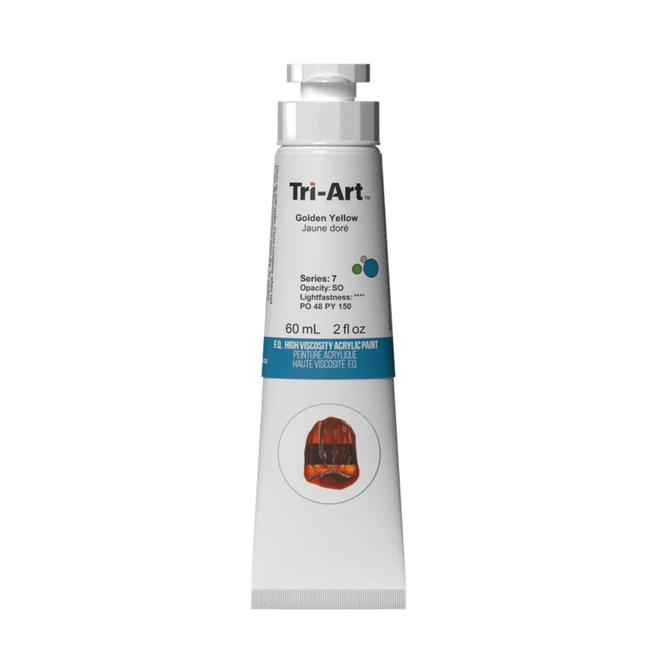 Tri-Art High Viscosity Acrylic: Series 7 - Golden Yellow 60mL Tube
