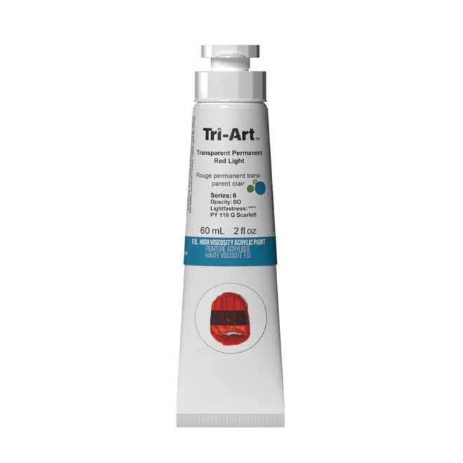 Tri-Art High Viscosity Acrylic: Series 6 - Transparent Permanent Red Light 60mL Tube