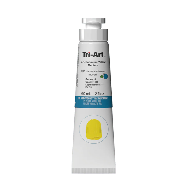 Tri-Art High Viscosity Acrylic: Series 8 - C.P. Cadmium Yellow Medium 60mL Tube