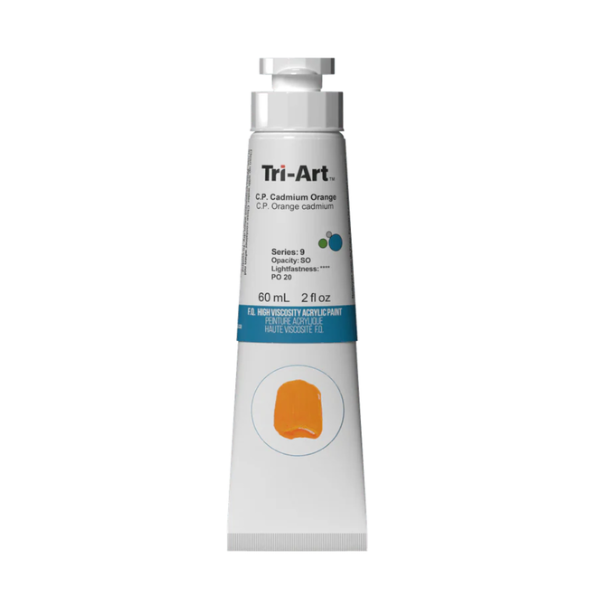 Tri-Art High Viscosity Acrylic: Series 9 - C.P. Cadmium Orange 60mL Tube