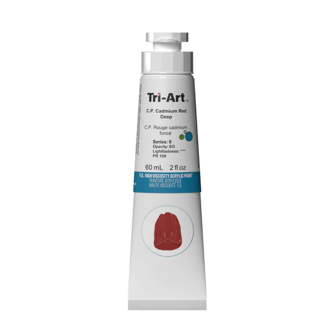 Tri-Art High Viscosity Acrylic: Series 9 - C.P. Cadmium Red Deep 60mL Tube