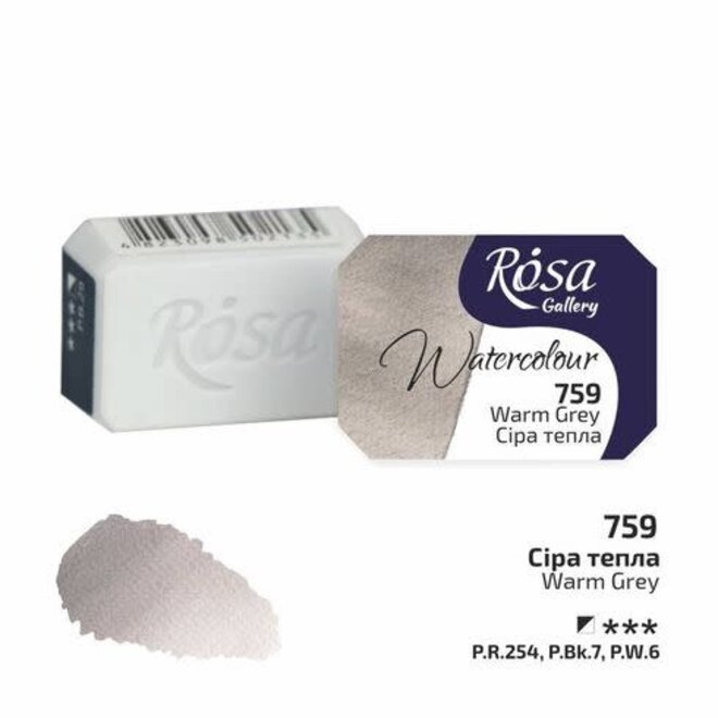 Rosa Gallery Watercolour 2.5Ml Full Pan Warm Grey 759
