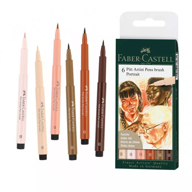 Faber Castell Pitt Artist Brush Pens Portrait Set of 6