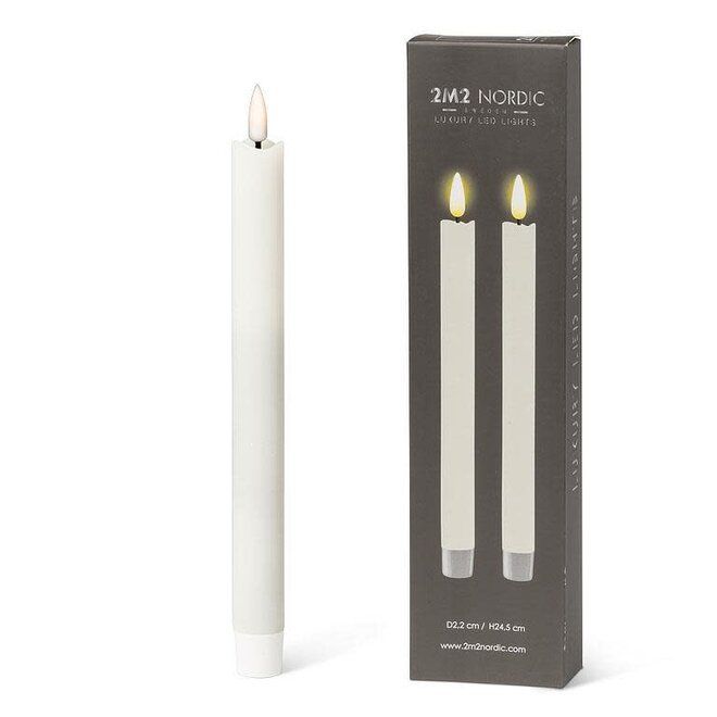 Set of 2 9.5" Sand Paper Taper Candles 2M2 Nordic Sweden Luxury LED Lights