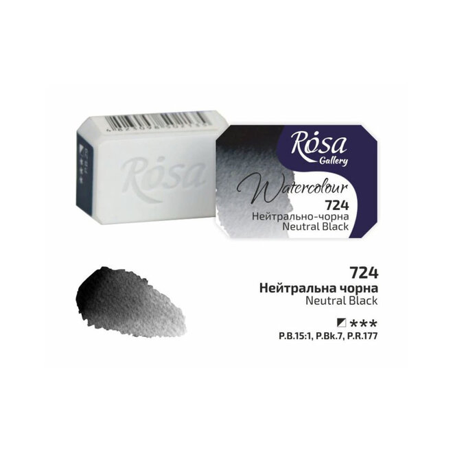 Rosa Gallery Watercolour 2.5Ml Full Pan Neutral Black 724