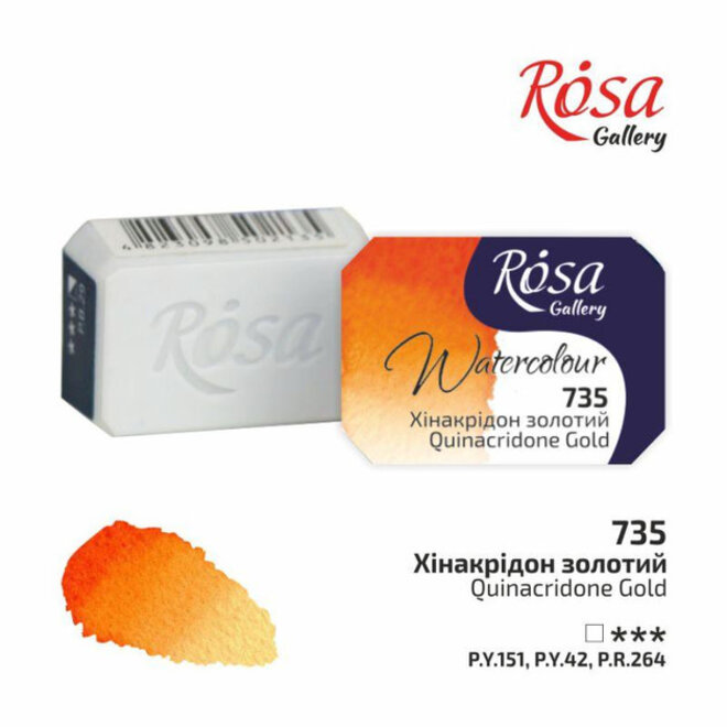 Rosa Gallery Watercolour 2.5Ml Full Pan Quinacrdone Gold 735