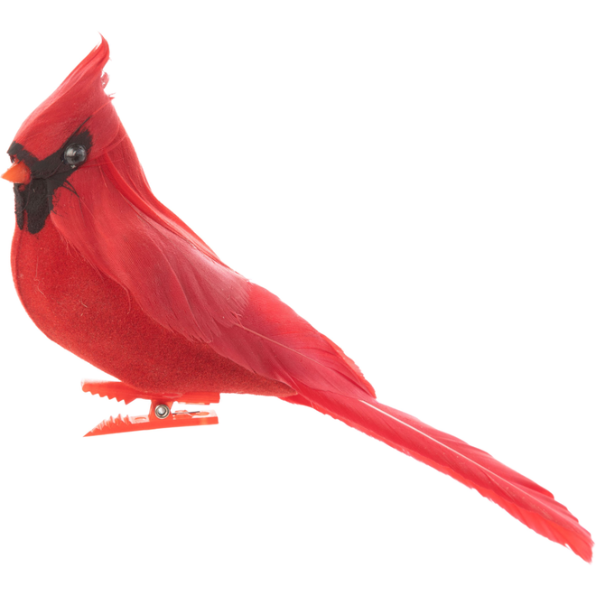 Silver Tree - Red Feather Cardinal Clip On - 6"