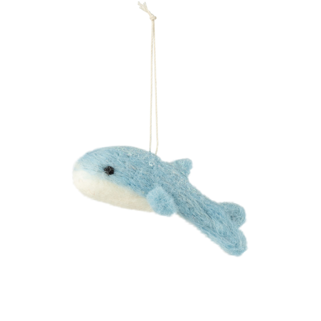 Silver Tree-  Felt Blue Whale - 4.5"