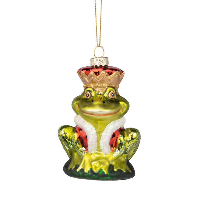 Silver Tree - Glass Frog Prince Ornament - 4.5"