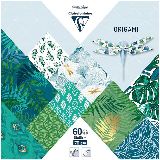 Clairefontaine Origami Paper - 15x15cm, 70g, 60 Sheets - Vegetal Chic