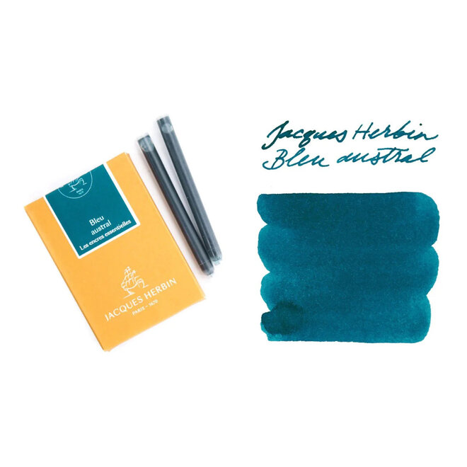 J. Herbin Universal Ink Cartridges for Fountain Pens & Rollerballs - 7 Cartridges - Bleu Austral