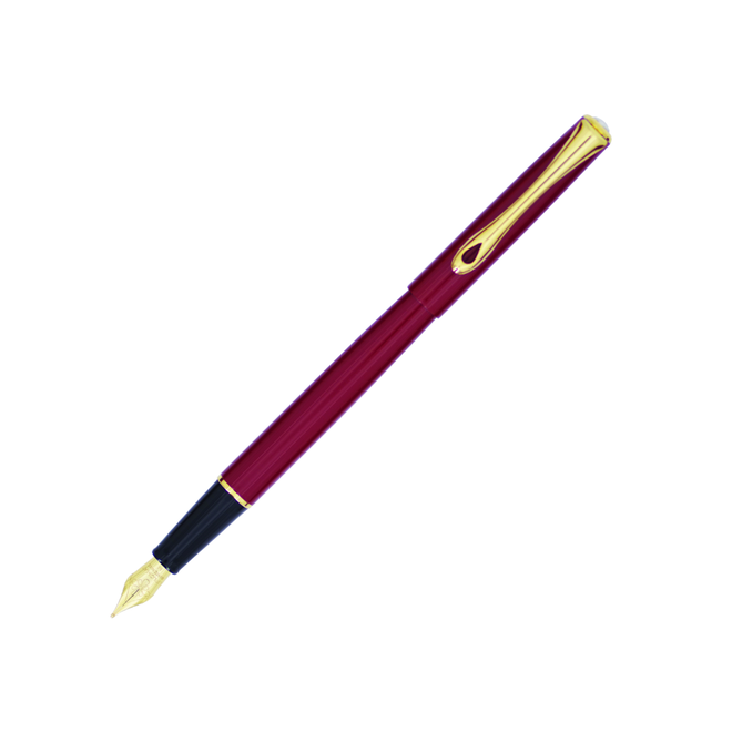 Diplomat Traveller Fountain Pen - Dark Red w/ Gold - Fine Nib