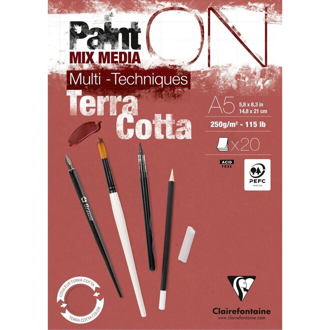 Paint'ON Mixed Media Pad, Terracotta - A5, 250g, 20 Sheets