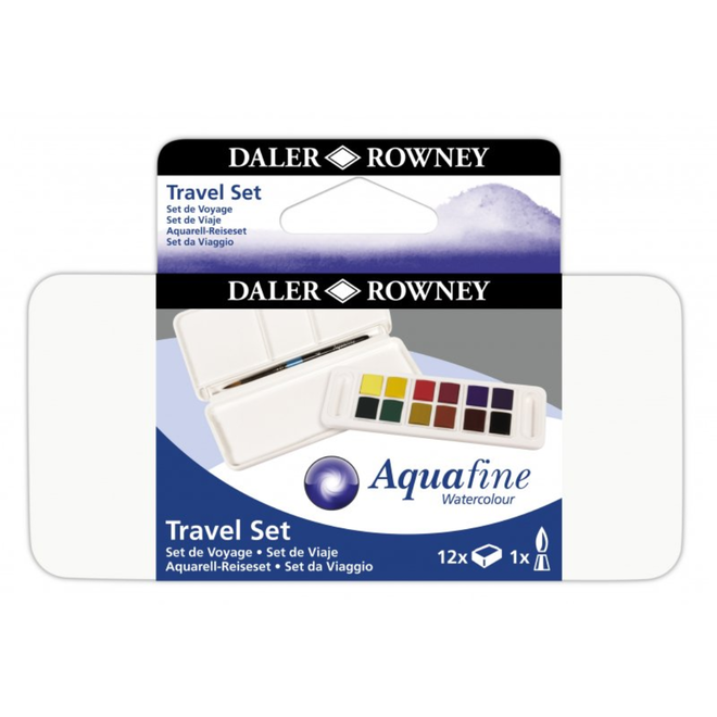 Daler-Rowney Aquafine Travel Set Of 12 Colour Assorted Half Pan