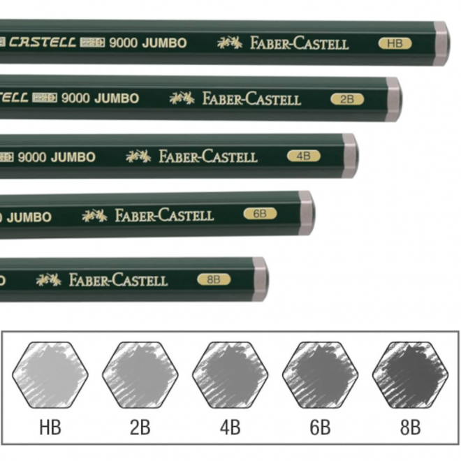 Jumbo Castell 9000 Graphite Pencils 5 Pack
