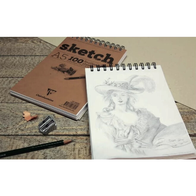 Clairefontaine A5 Sketchbook - 5.8"x8.3" - 41lbs, White, 100 Sheets