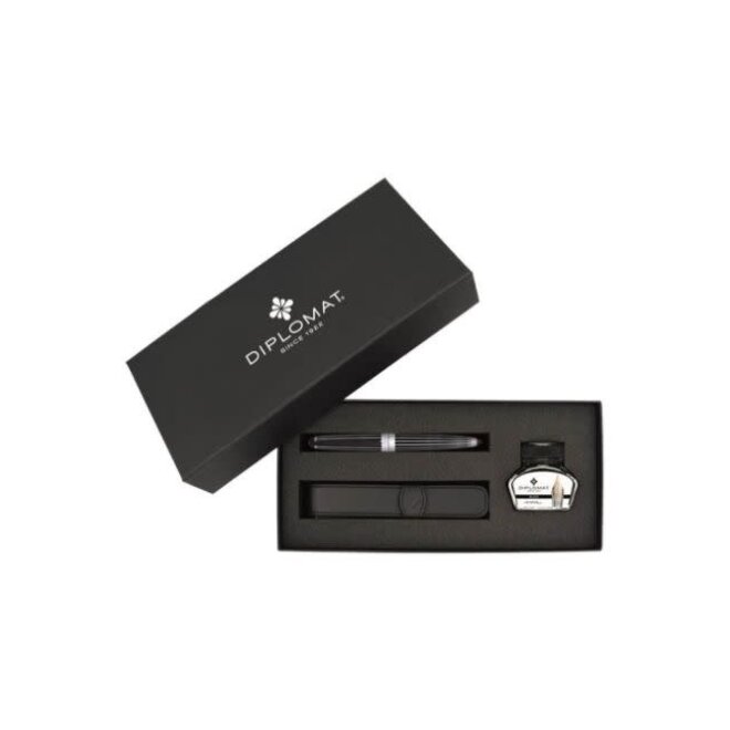 Diplomat Aero Stripes Gift Set Fine Steel Nib