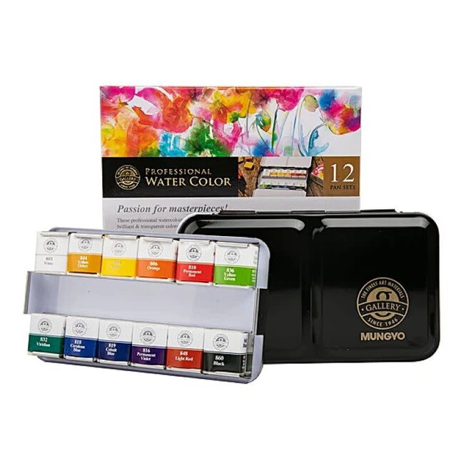 Mungyo Gallery Watercolour Half Pan Set - 12 Colours