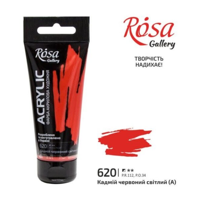 Acrylic Paint, Cadmium Red Light, 60 Ml, Rosa Gallery