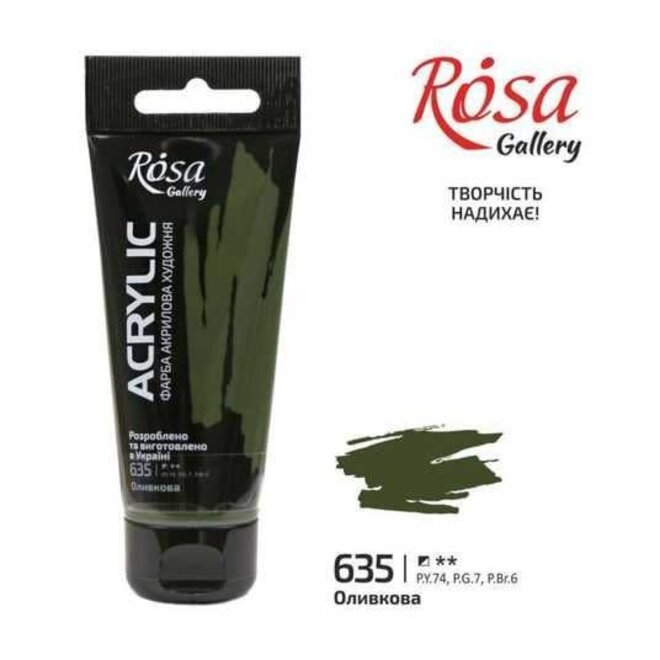 Acrylic Paint, Olive Green, 60 Ml, Rosa Gallery