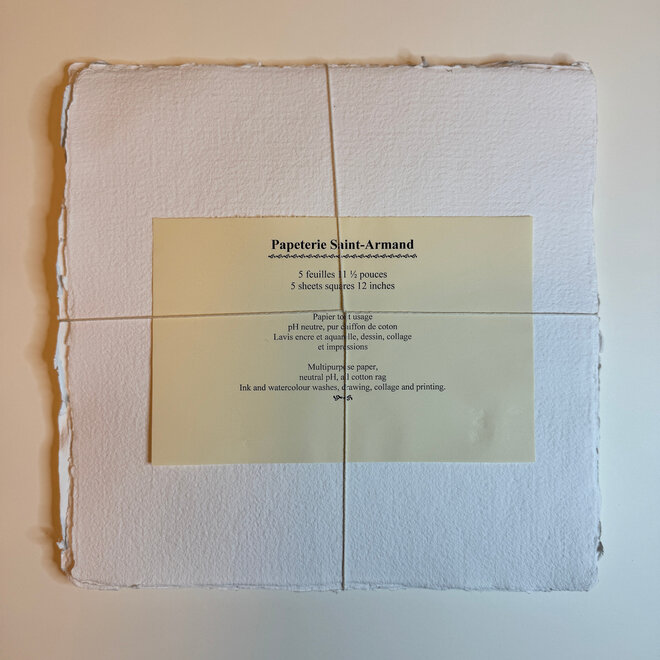 Saint Armand Handmade Watercolour Paper - 12x12 - White - 5 Sheets