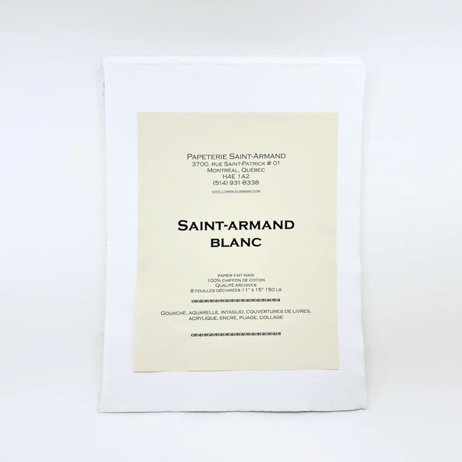 Saint Armand Handmade Watercolour Paper - 11x15 - White - 8 Sheets