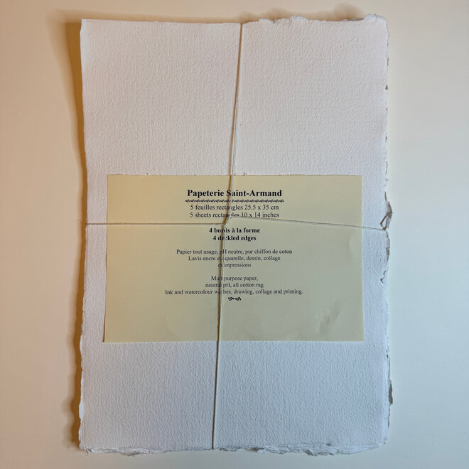Saint Armand Handmade Watercolour Paper - 10x14 - White - 5 Sheets