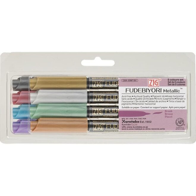 Kuretake ZIG Fudebiyori Metallic - 8 Assorted Set