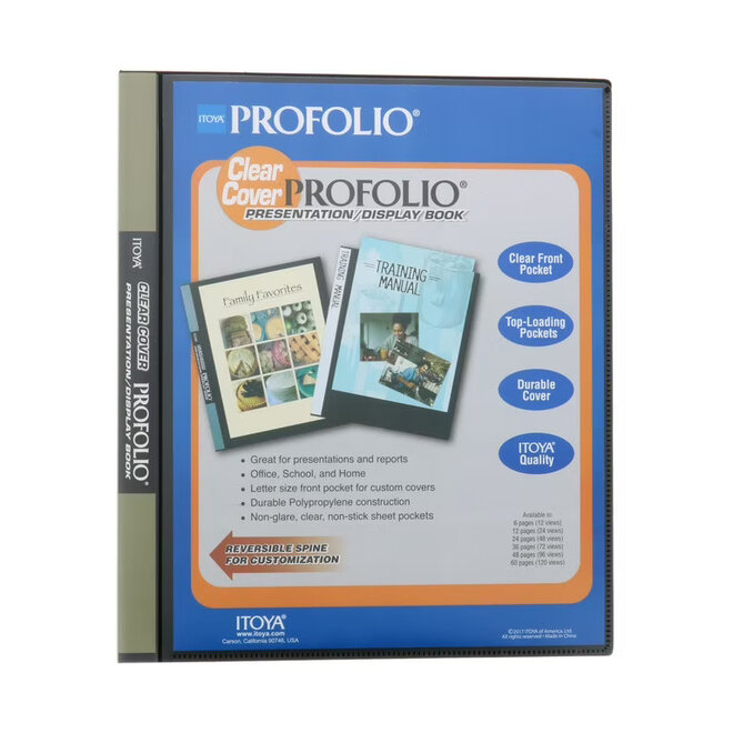 Itoya Profolio Clear Cover Presentation/Display Book - 8.75"x11.25" - 24 Sleeves / 48 Views