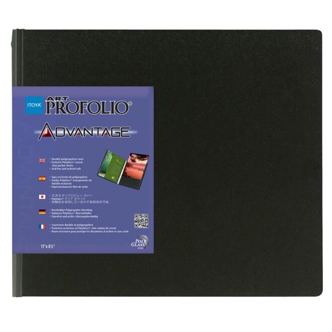 Itoya Profolio Advantage - 11"x8.5" - 24 PolyGlass Sleeves - Horizontal Letter Size