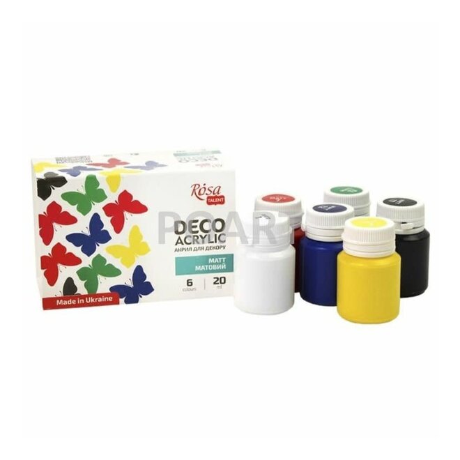 Rosa Matt Acrylic Set Of 6 20Ml Jars