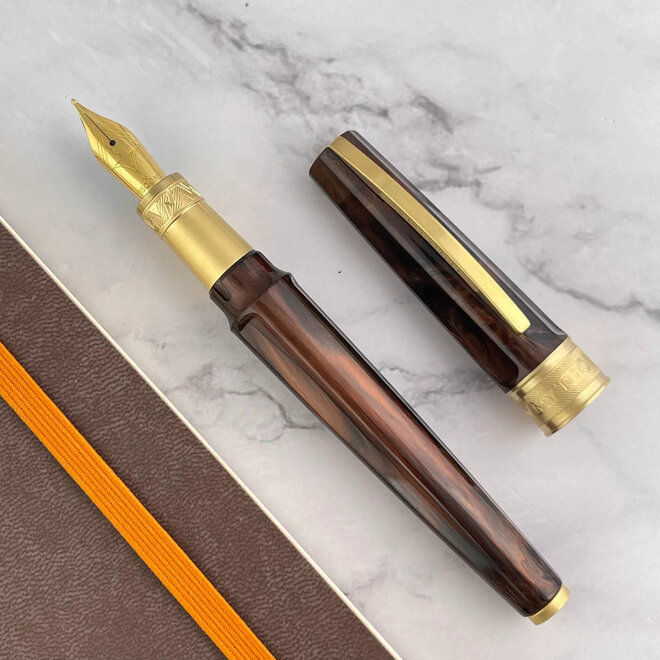 Visconti Fountain Pen Fine Nib - Mirage Mythos Apollo - Brown Steel