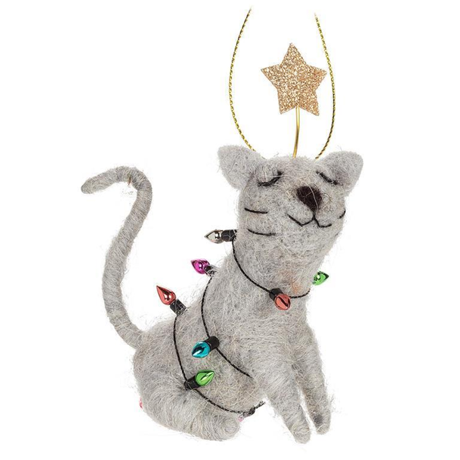 Christmas Ornament - Sitting Cat w/ Lights
