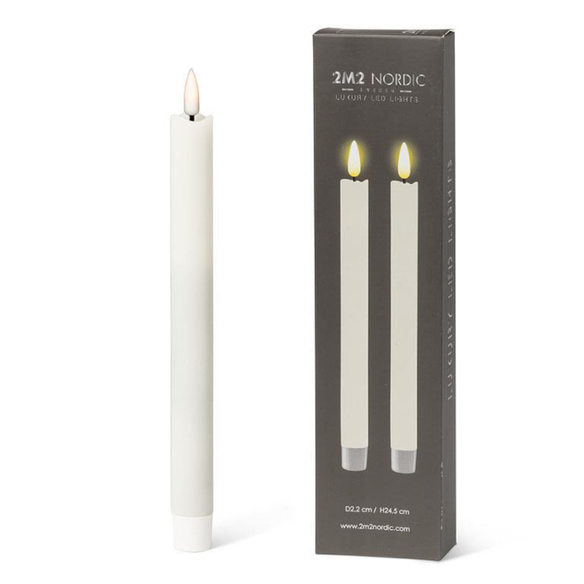 2M2 Nordic Luxury LED Taper Candle - 9.5" Sand - Set of 2
