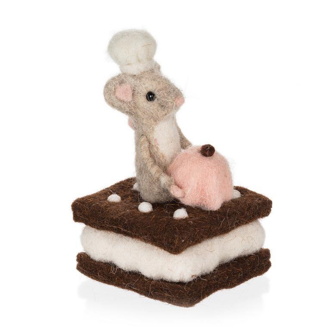 Christmas Ornament - Bakery: Mouse w/ Fancy Dessert - 3.5"