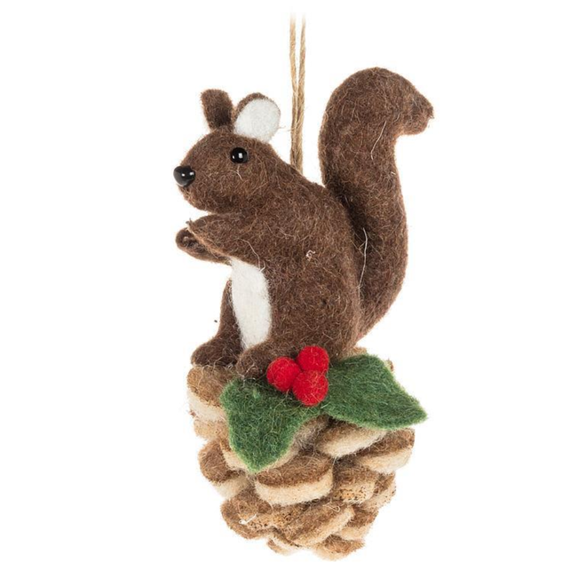 Christmas Ornament - Squirrel On a Pinecone - 5.5"