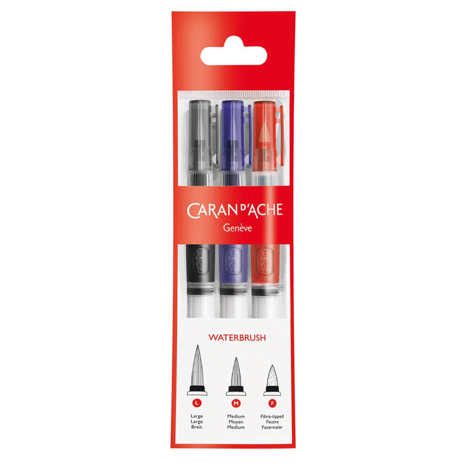 Caran d'Ache: Waterbrush 3 Set - Large, Medium, & Fibre-tipped