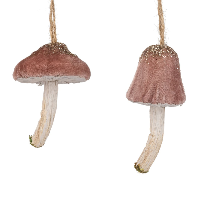 Christmas Ornament - Velvet Mushroom, Dusty Rose