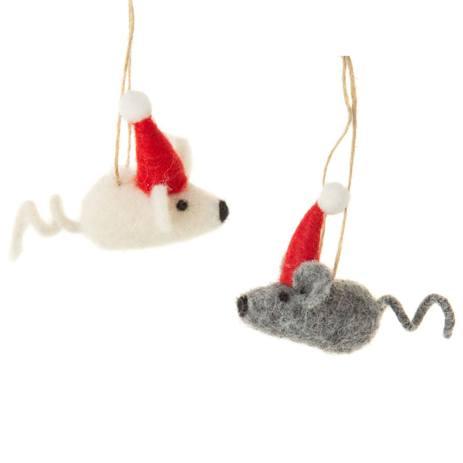 Christmas Ornament - Felt Mice, Assorted