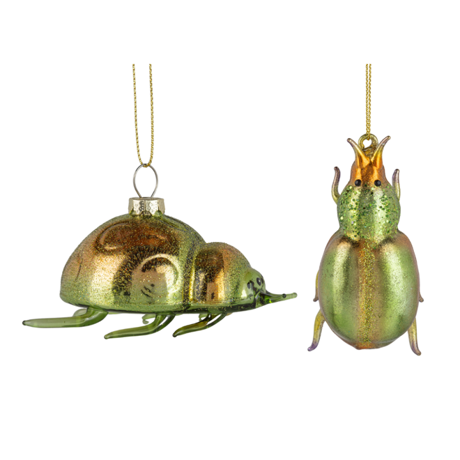 Christmas Ornament - Assorted Glass Insect, Iridescent Green