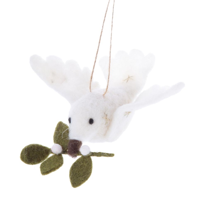 Christmas Ornament - Felt Winter White Dove of Peace