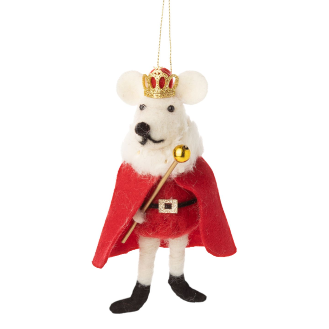 Christmas Ornament - Felt Mouse King w/ Cape