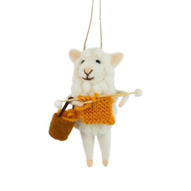 Christmas Ornament - Felt Sheep Knitting