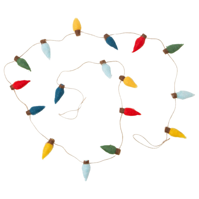 Christmas Ornament - Felt Christmas Light Garland - 6'